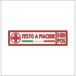 Patch 2 PZ Croce Rossa Italiana Nome + Gruppo cm 12 x 3 Toppa con Nastro a Strappo Ricamo -641
