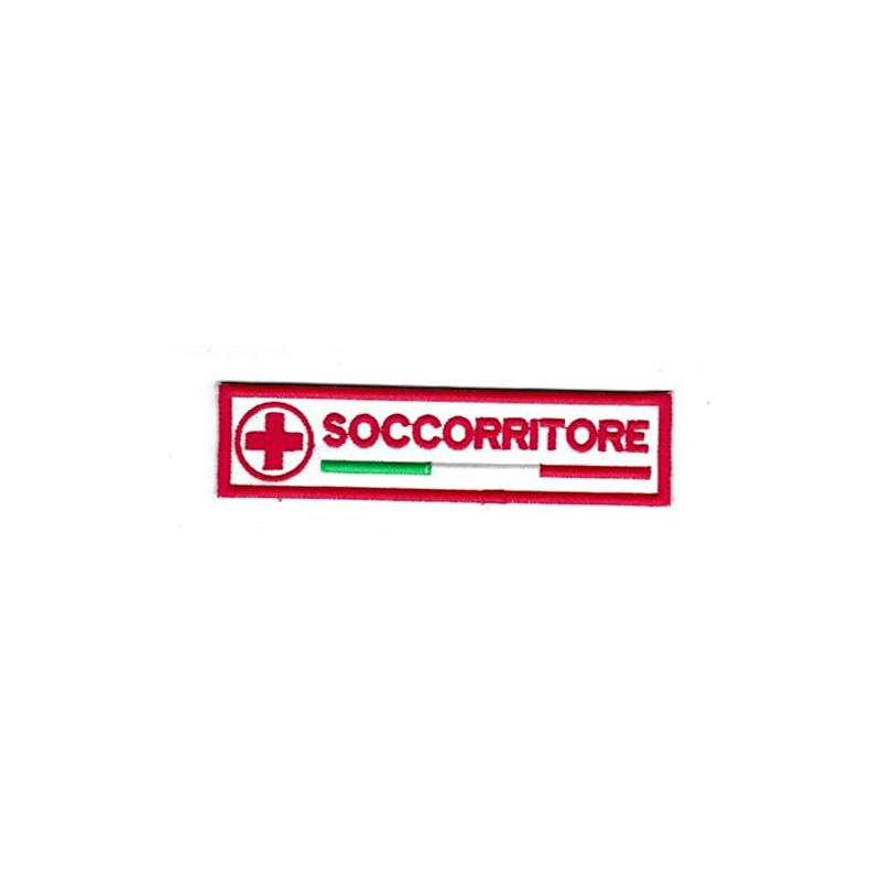 MAREL Patch Croce Rossa Italiana SOCCORITORE cm 12 x 3 Toppa con Vel Cro Ricamo -635